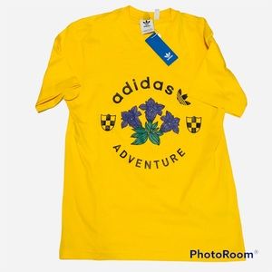 Adidas Adventure Pattern S/S T-Shirt Tee Men’s Size XL XLarge Yellow New NWT